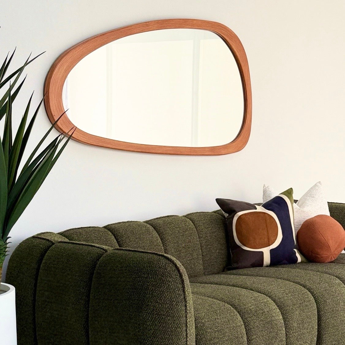 Irregular Wooden Oak Mirror