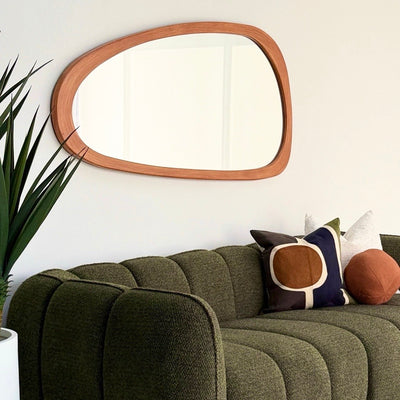 Irregular Wooden Oak Mirror