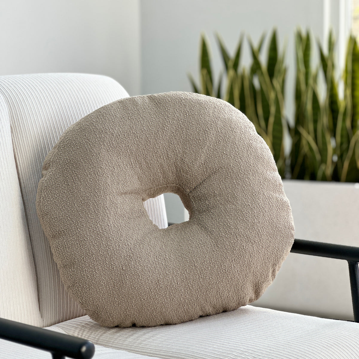 Bouclé Sand Donut Throw Pillow