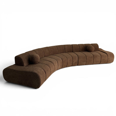 Asymmetrical Modular Brown Fabric Sofa