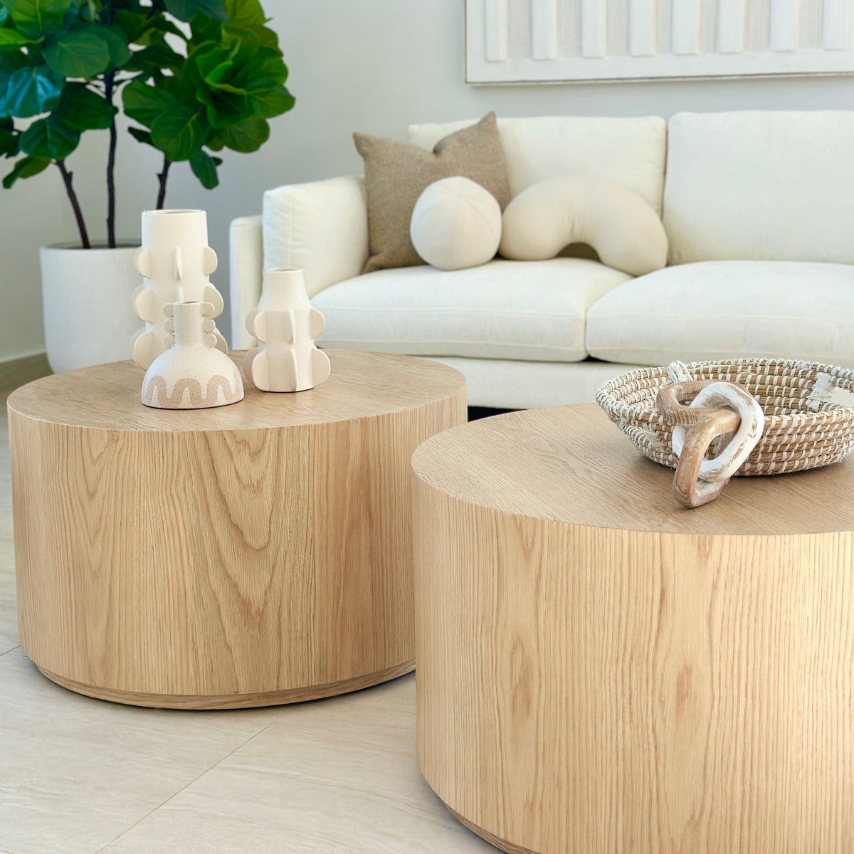 Natural Cylinder Coffee Table