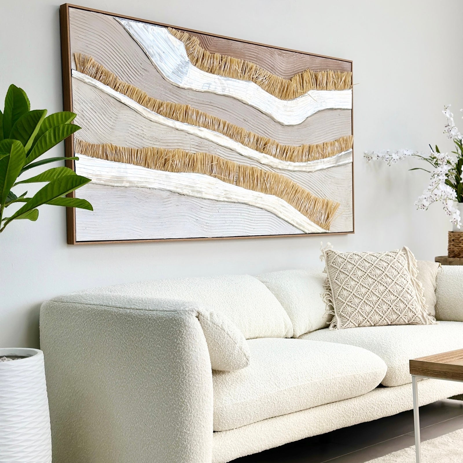 Abstract Raffia Sand Hand Painted Wall Art
