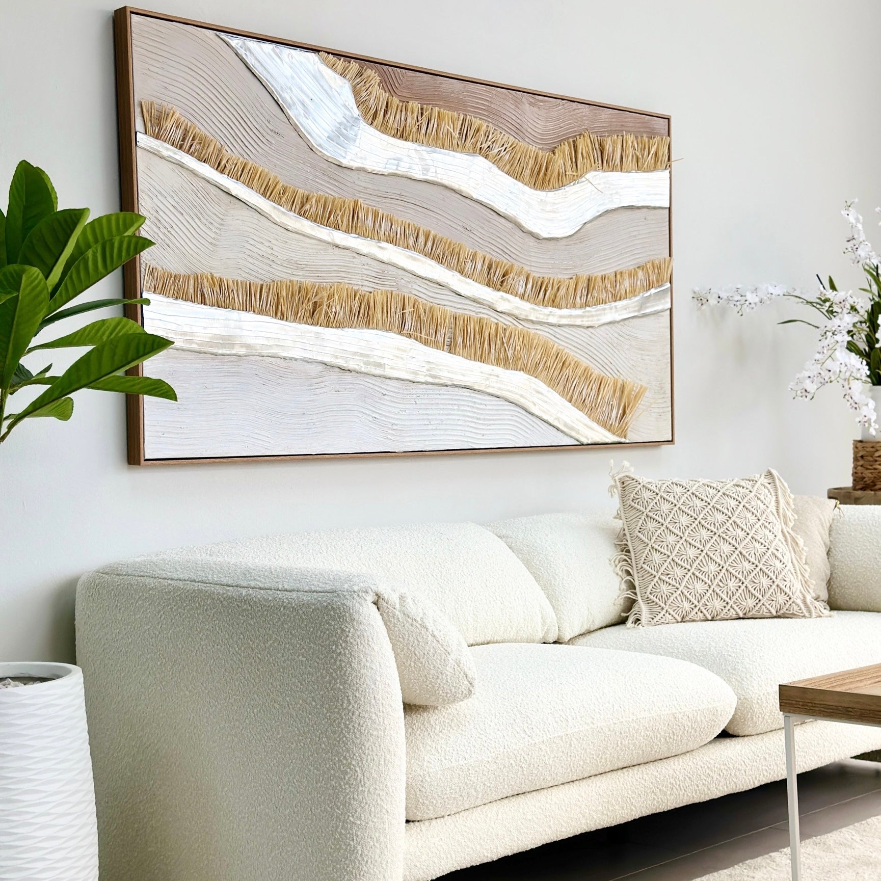 Abstract Raffia Sand Hand Painted Wall Art