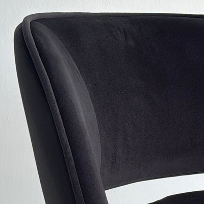 Kamari Adjustable Swivel Bar & Counter Stool Black Velvet Fabric