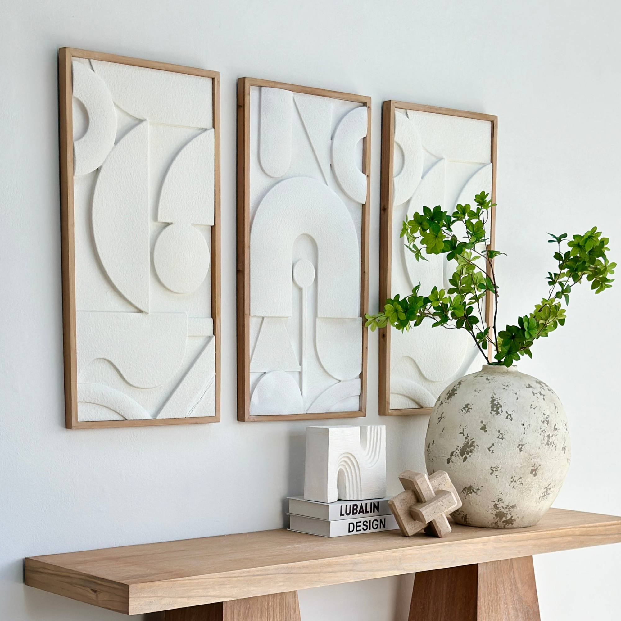 Dimensional Abstract White Wooden Frame Wall Art