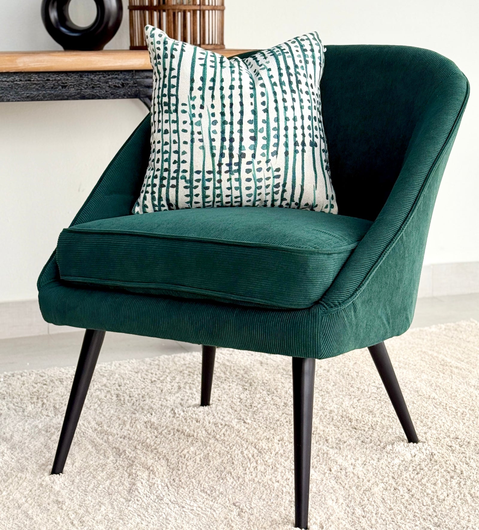 Amber Corduroy Fabric Green Chair