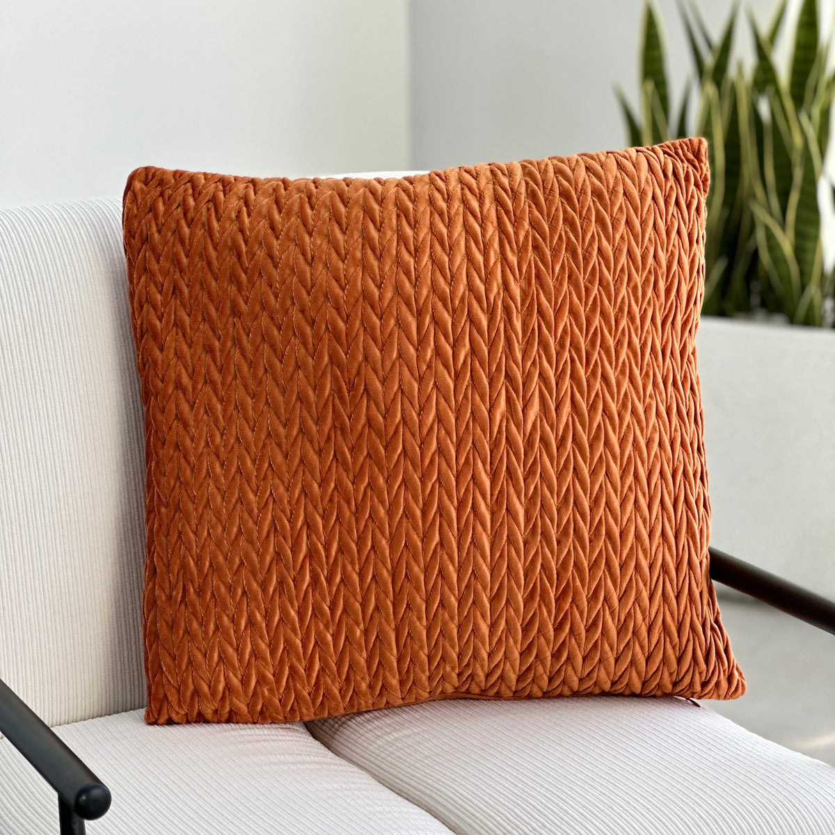 Braided Cushion Satin Orange Pillow