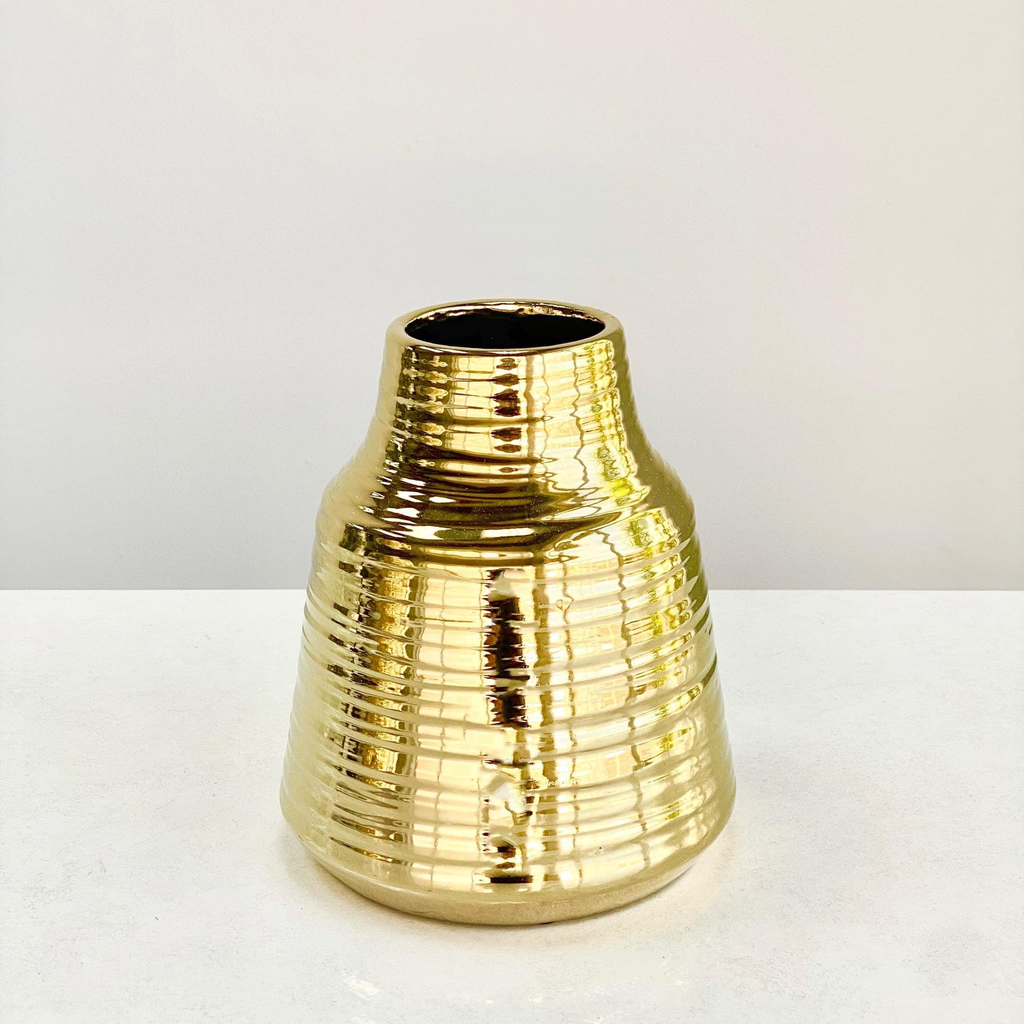 "Apud" Ceramic Gold Round Small Vase