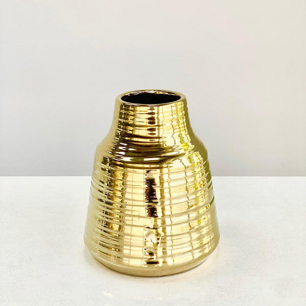 "Apud" Ceramic Gold Round Small Vase Decora Home