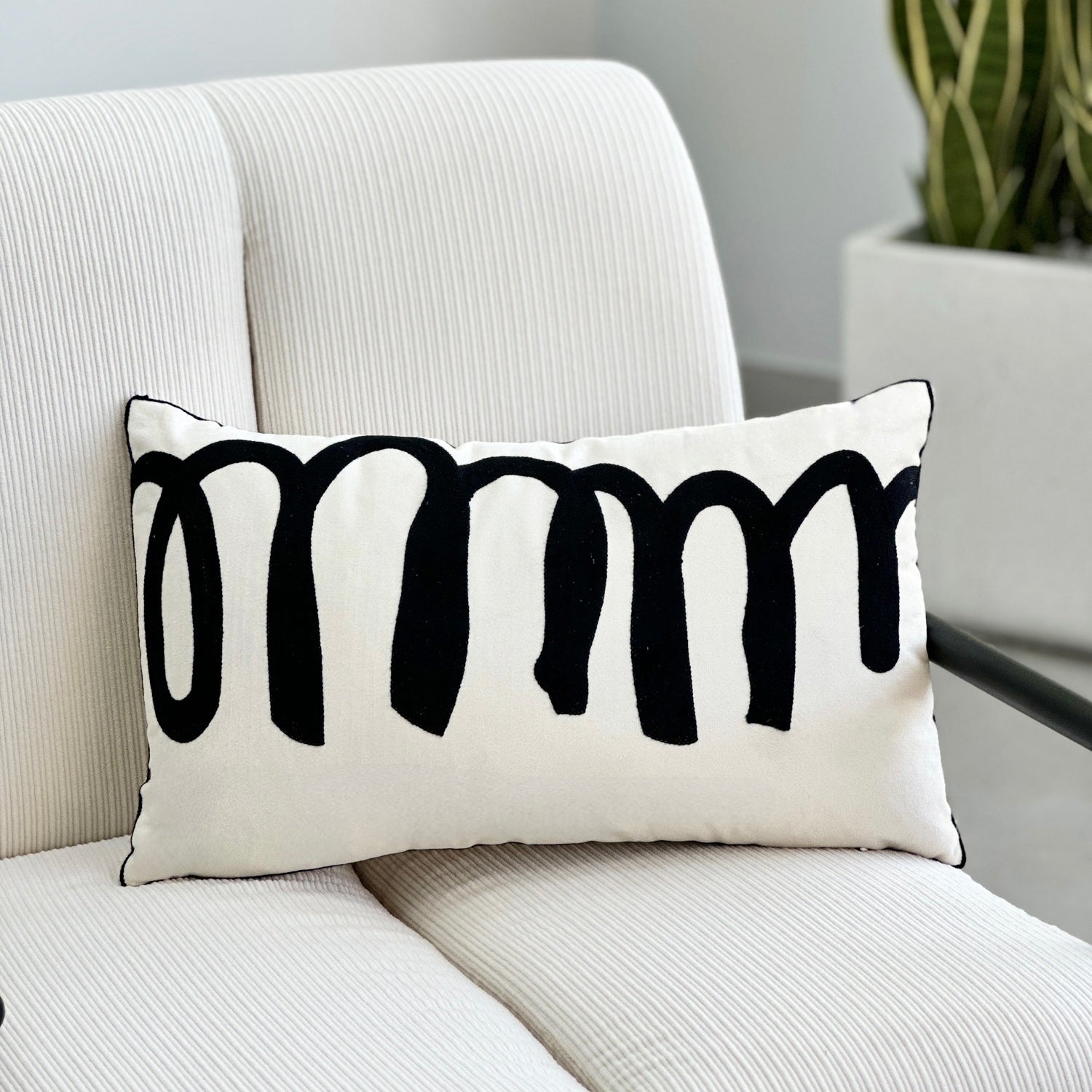 Embroidery Scribble Long Pillow