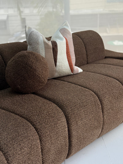 Asymmetrical Modular Brown Fabric Sofa