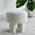 Tripod Ottoman Bone White Boucle Fabric