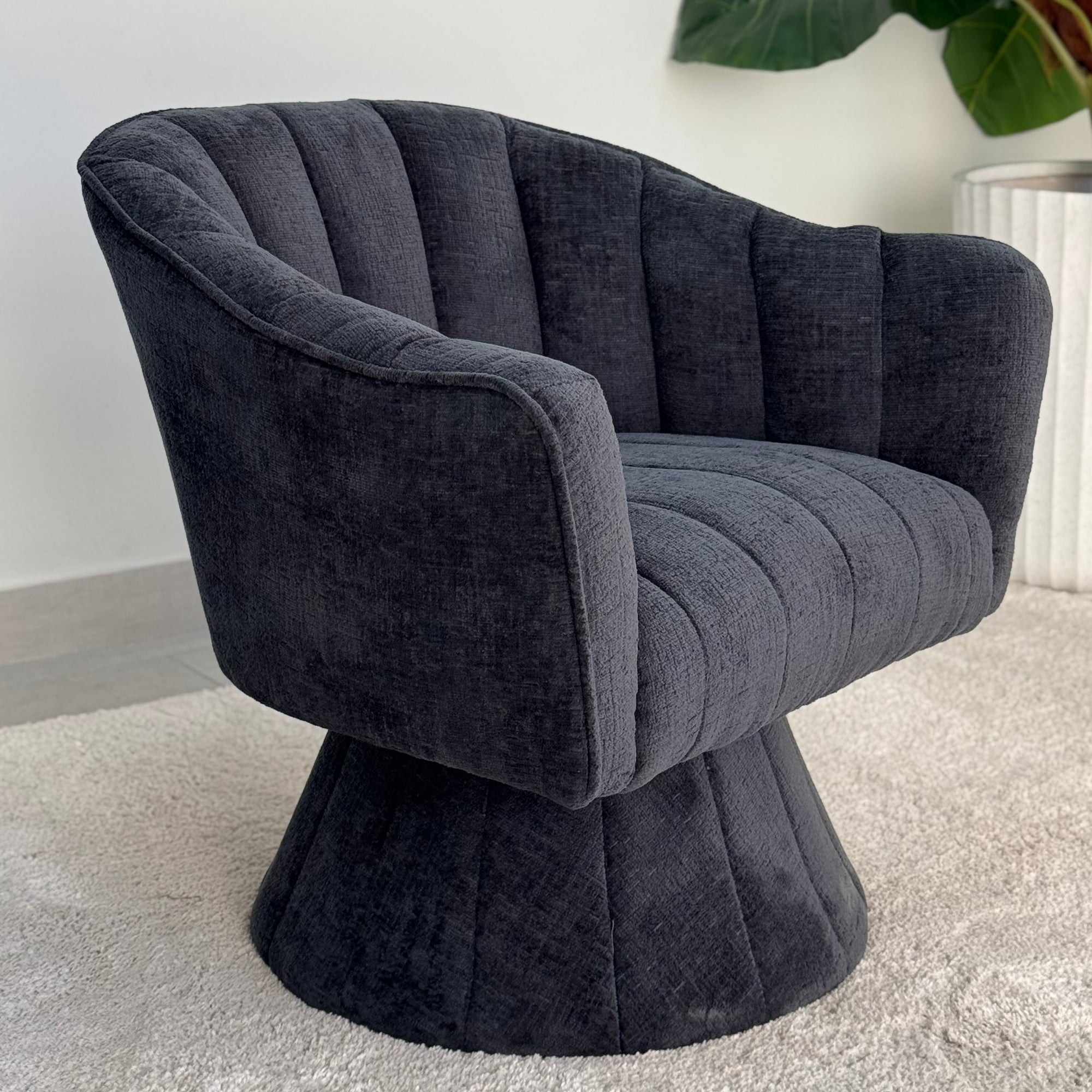 Swivel Barrel Midnight Pewter Chair