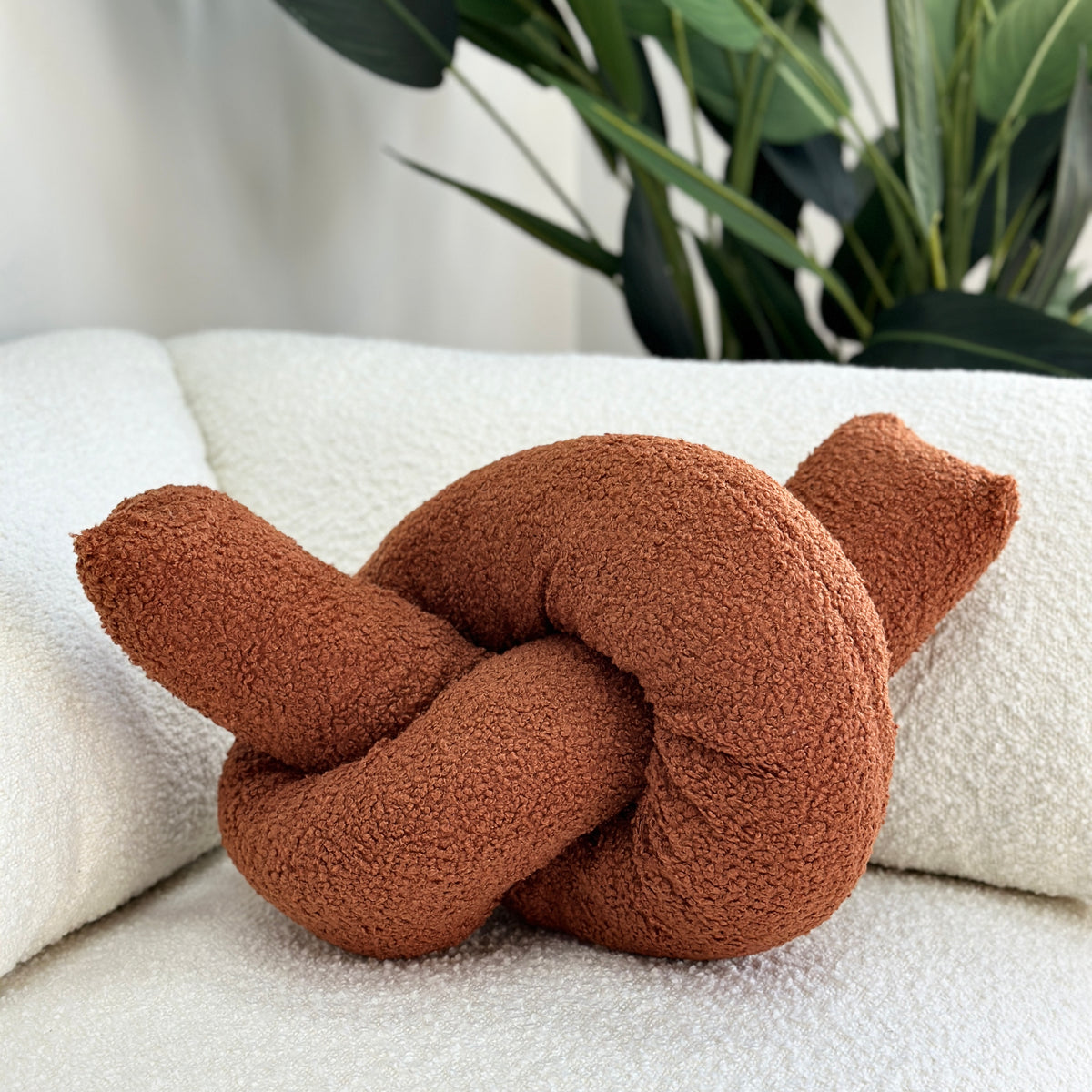 Boucle Love Knot Rust Pillow
