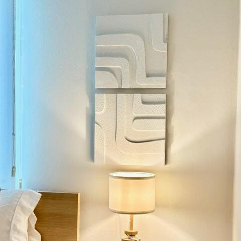 White Stone Finish Abstract Wall Art