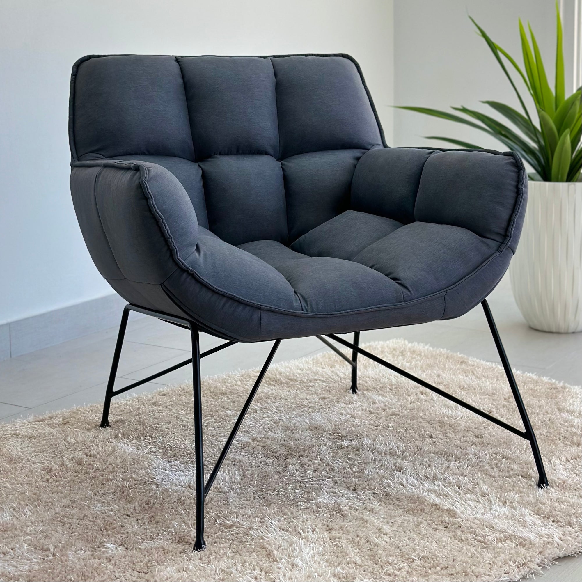 Tufted Charcoal Gray Accent Chair
