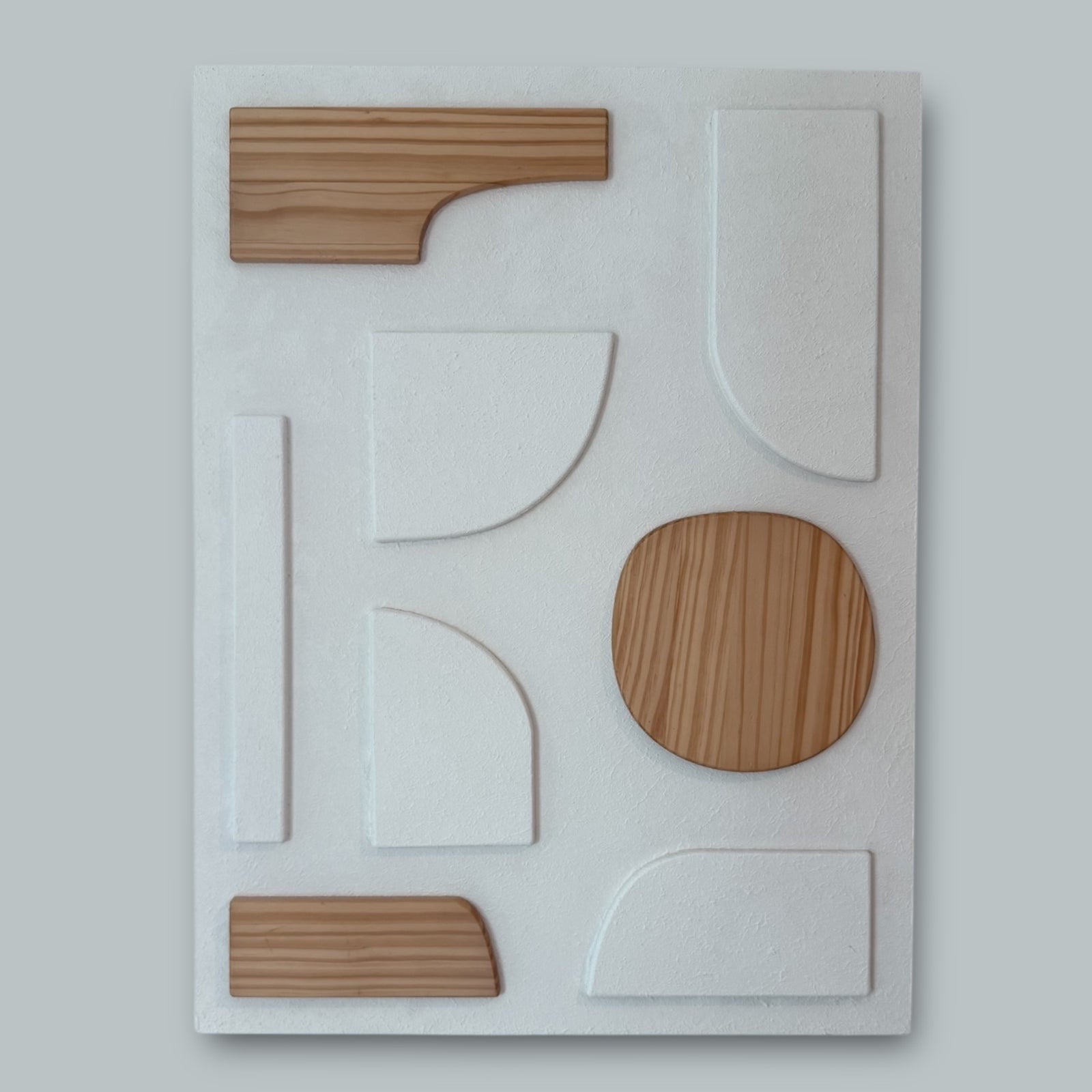 Dimensional Abstract White and Wood Design Wall Art