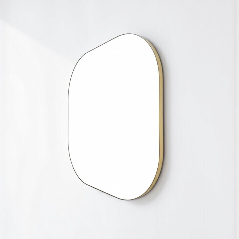 Rounded Corner Gold Metal Frame Mirror 36