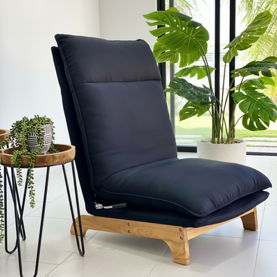 Reclining Lazy Chair Black Fabric