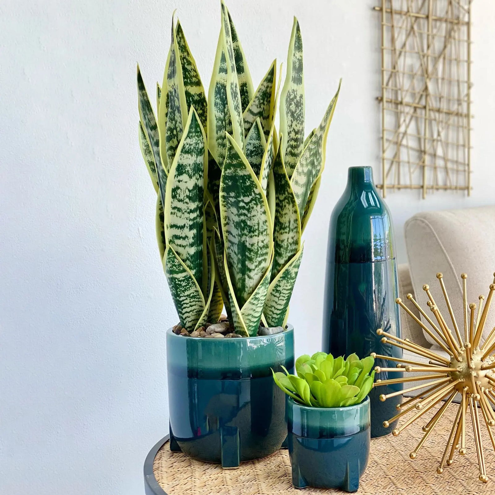 Blended Teal Ceramic Tall Bottle