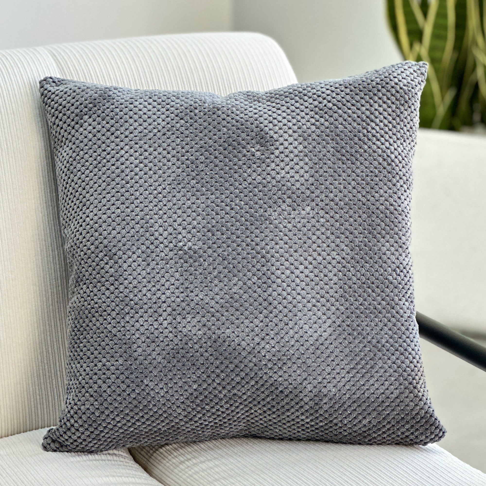 Solid Gray Mesh Pillow
