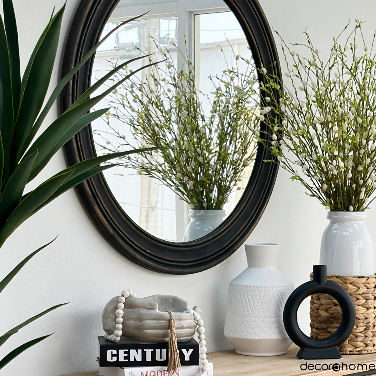 Antique Black Round Mirror