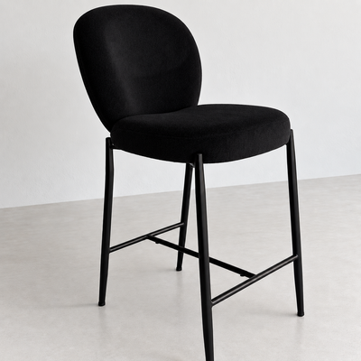 Thira Counter Stool Metal Black Legs Black Velvet