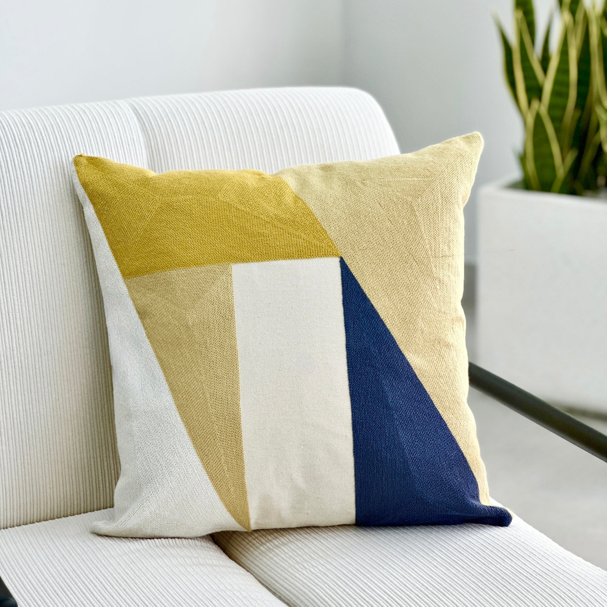 Embroidered Yellow Patch Pillow