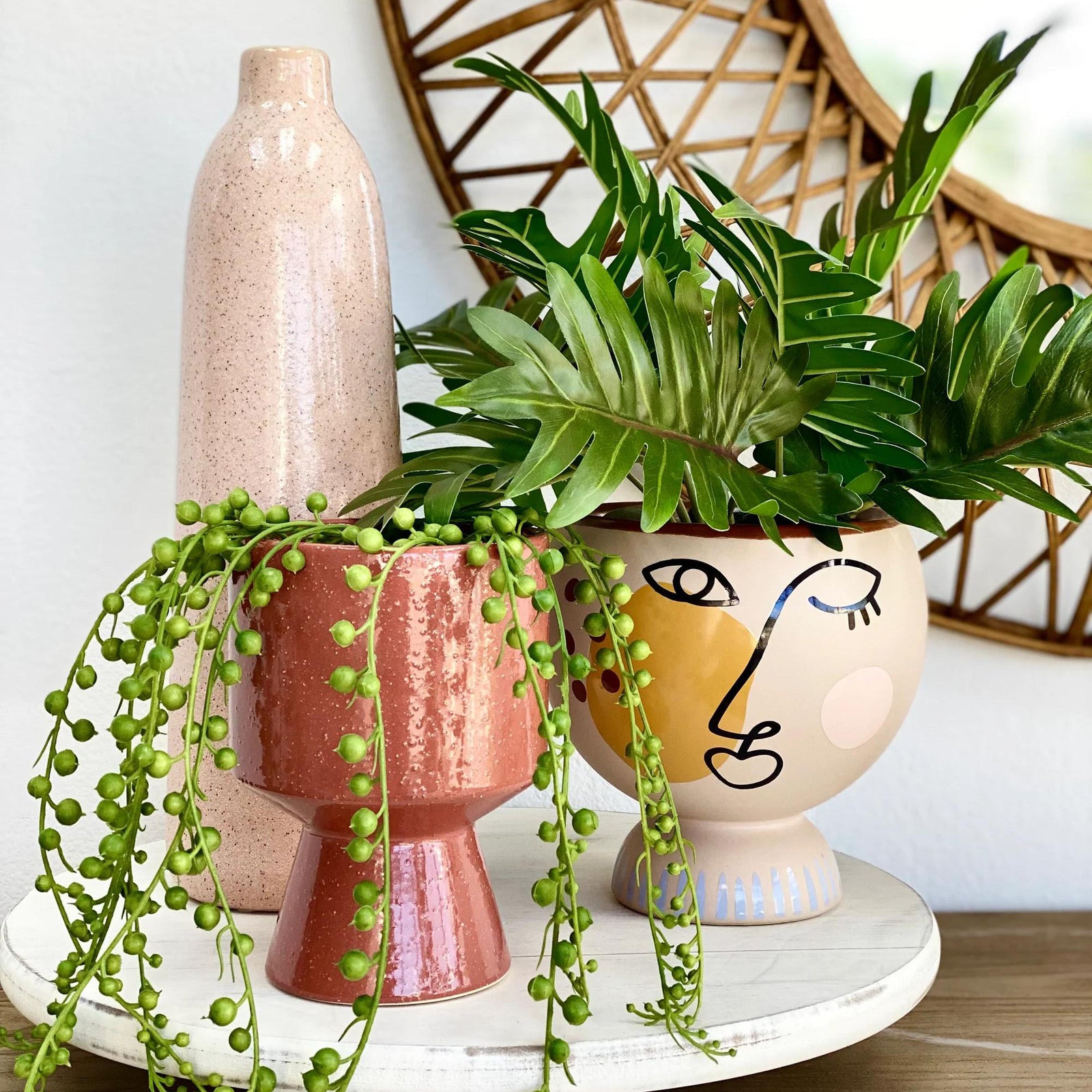 Ceramic Stucco Pink Bottle