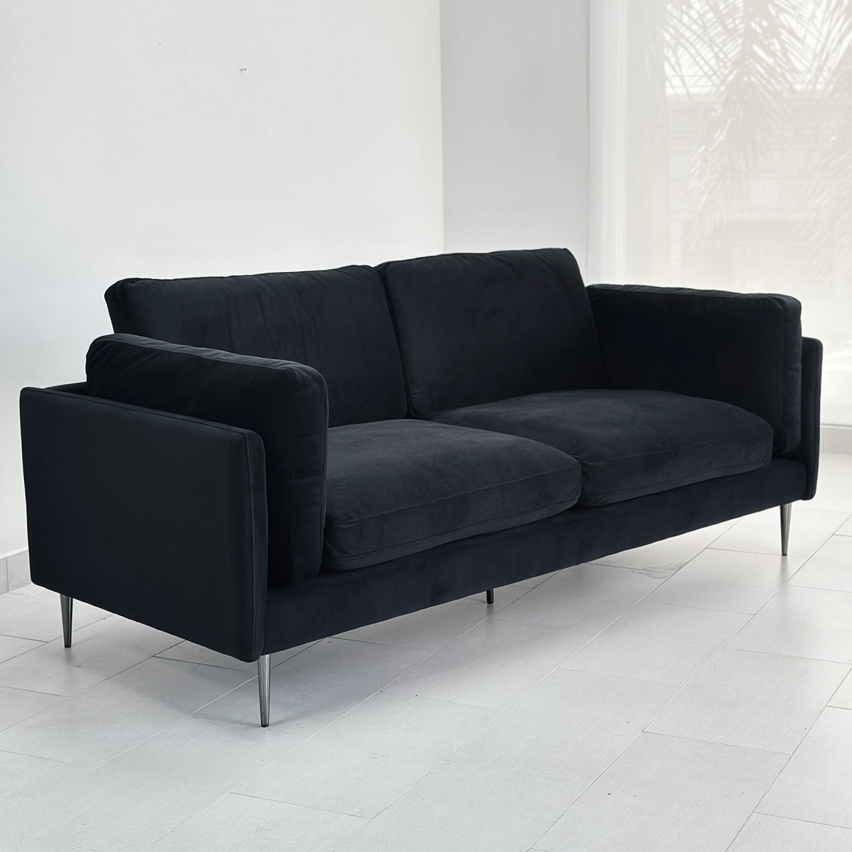 Veloure Black Fabric Sofa