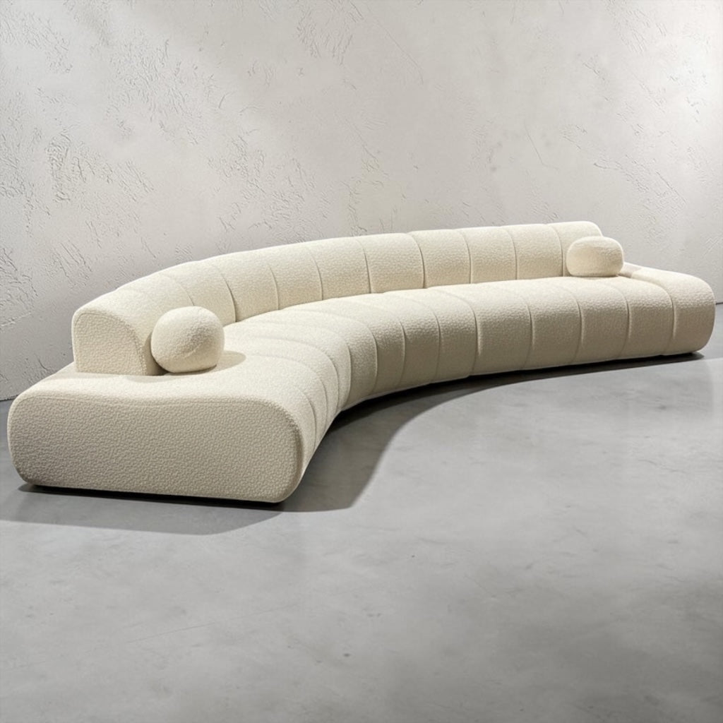 Asymmetrical Modular Bone White Fabric Sofa