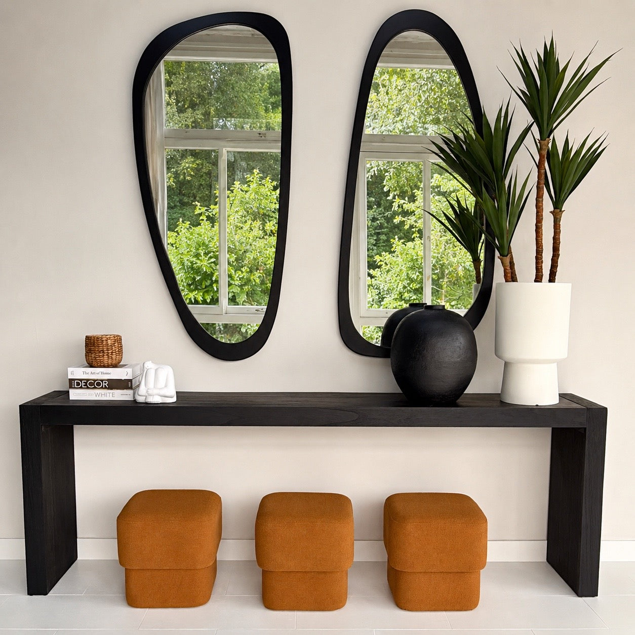 Irregular Wooden Black Mirror