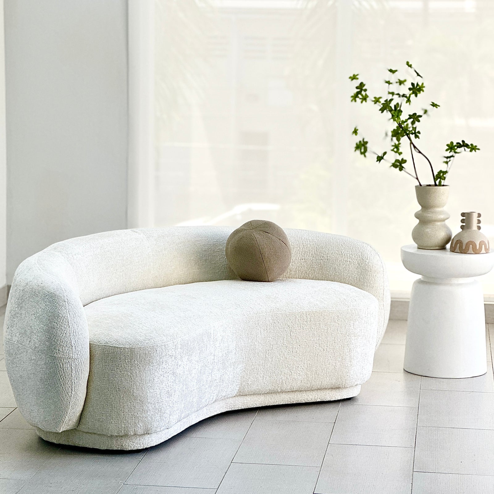 Divani Curved Bone White Sofa