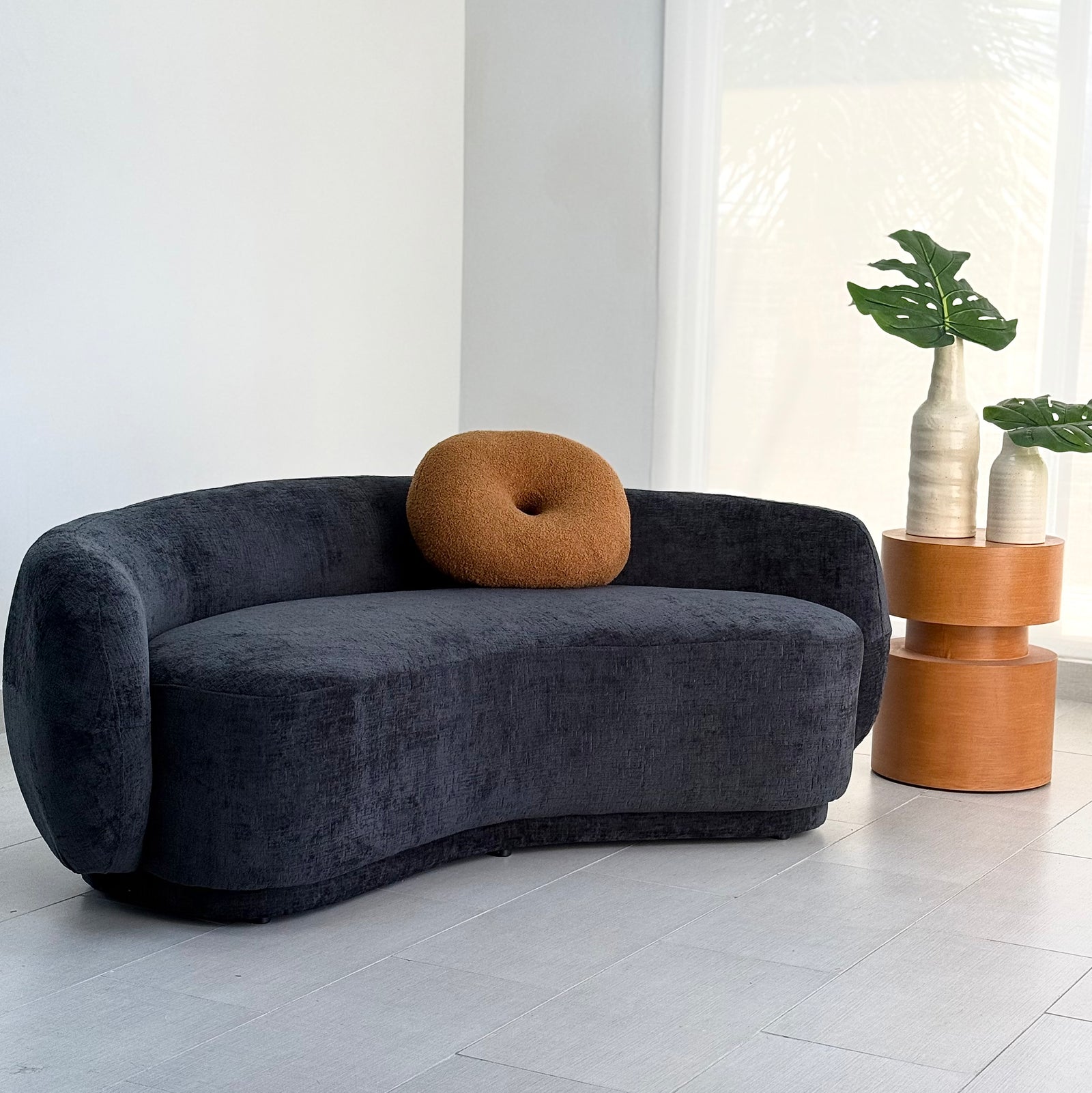 Divani Curved Black Sofa