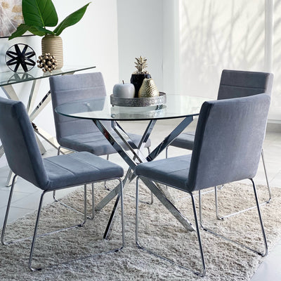 Imperial Chrome Legs Dining Table  Set Gray Chair