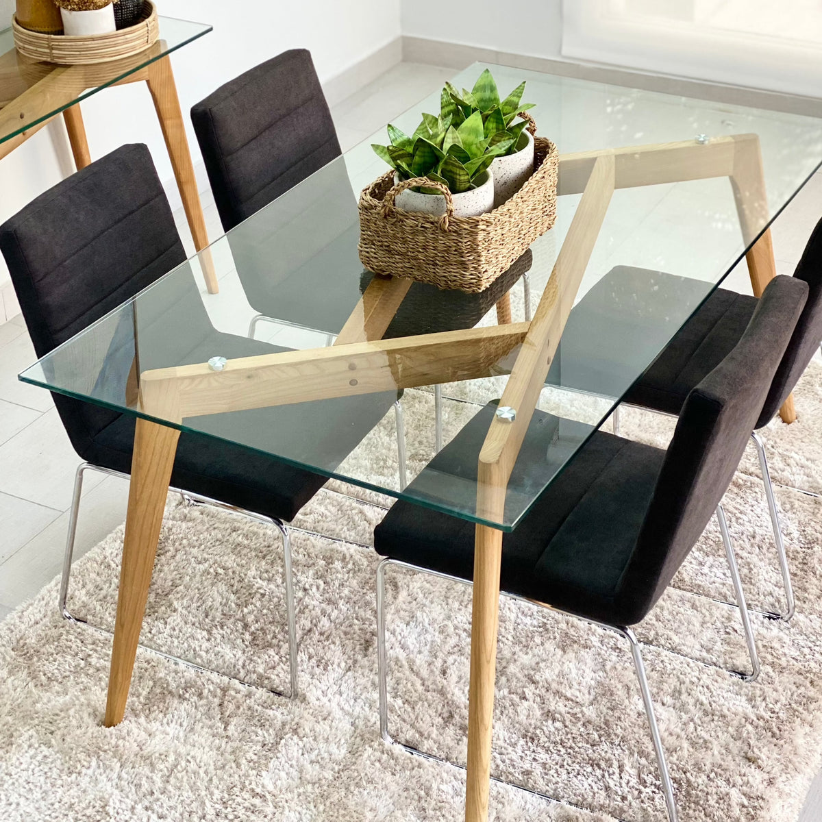 Rectangle Ash Wood Dining Table Legs Set