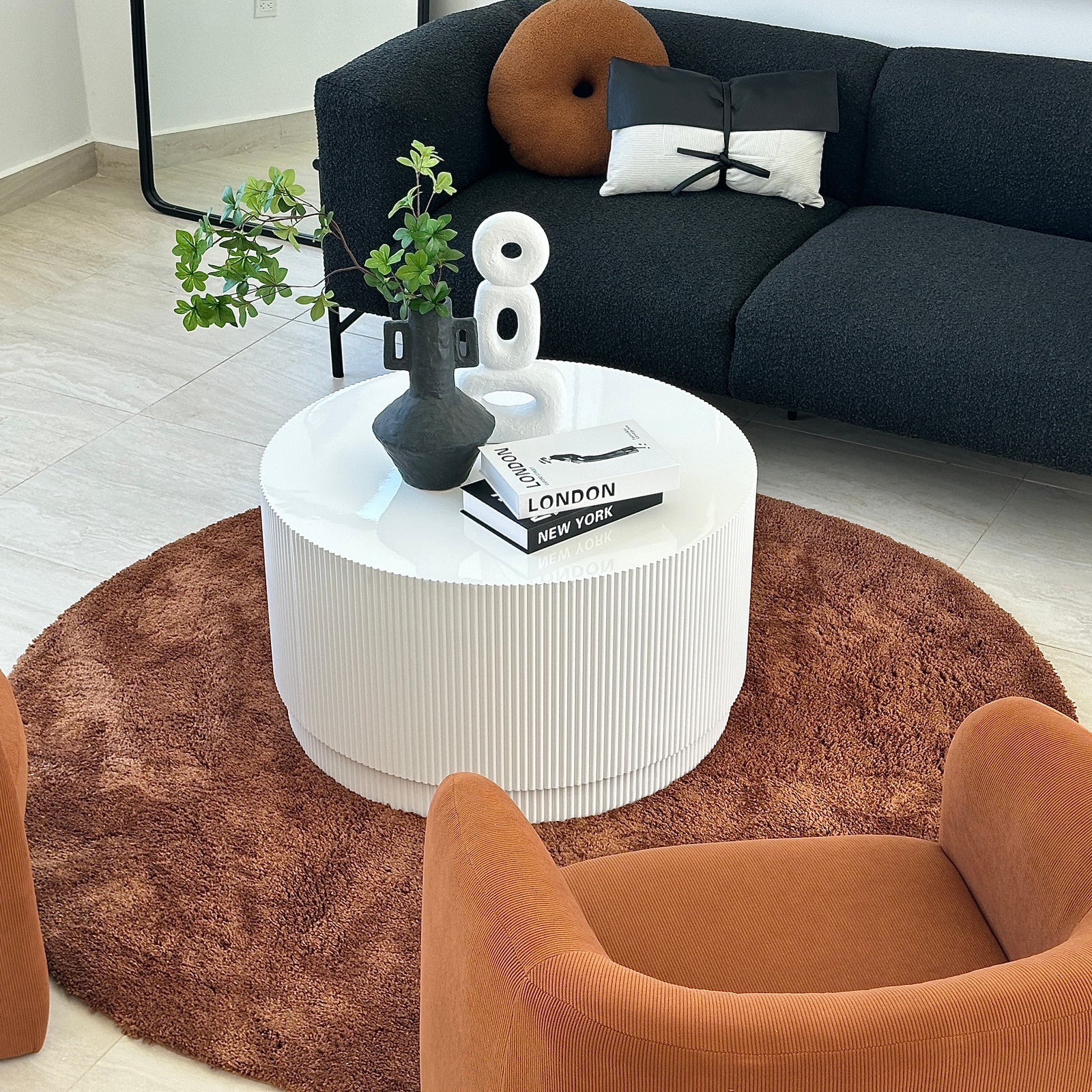 Embrace Black Boucle Fabric Sofa