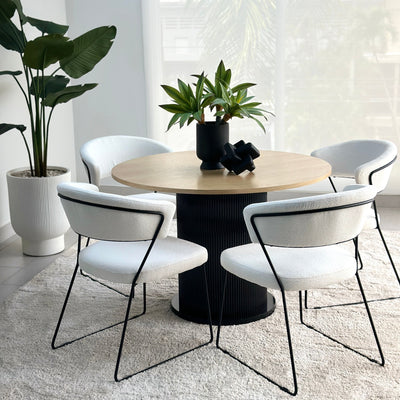 Modern Pedestal Dining Two Tone Table