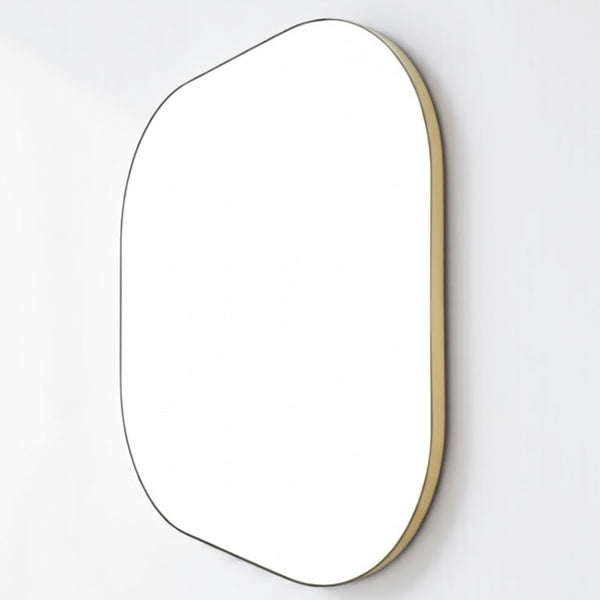 Rounded Corner Gold Metal Frame Mirror 48
