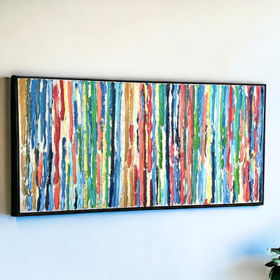 Colorful Groove Framed Oil Hand Painted Wall Art