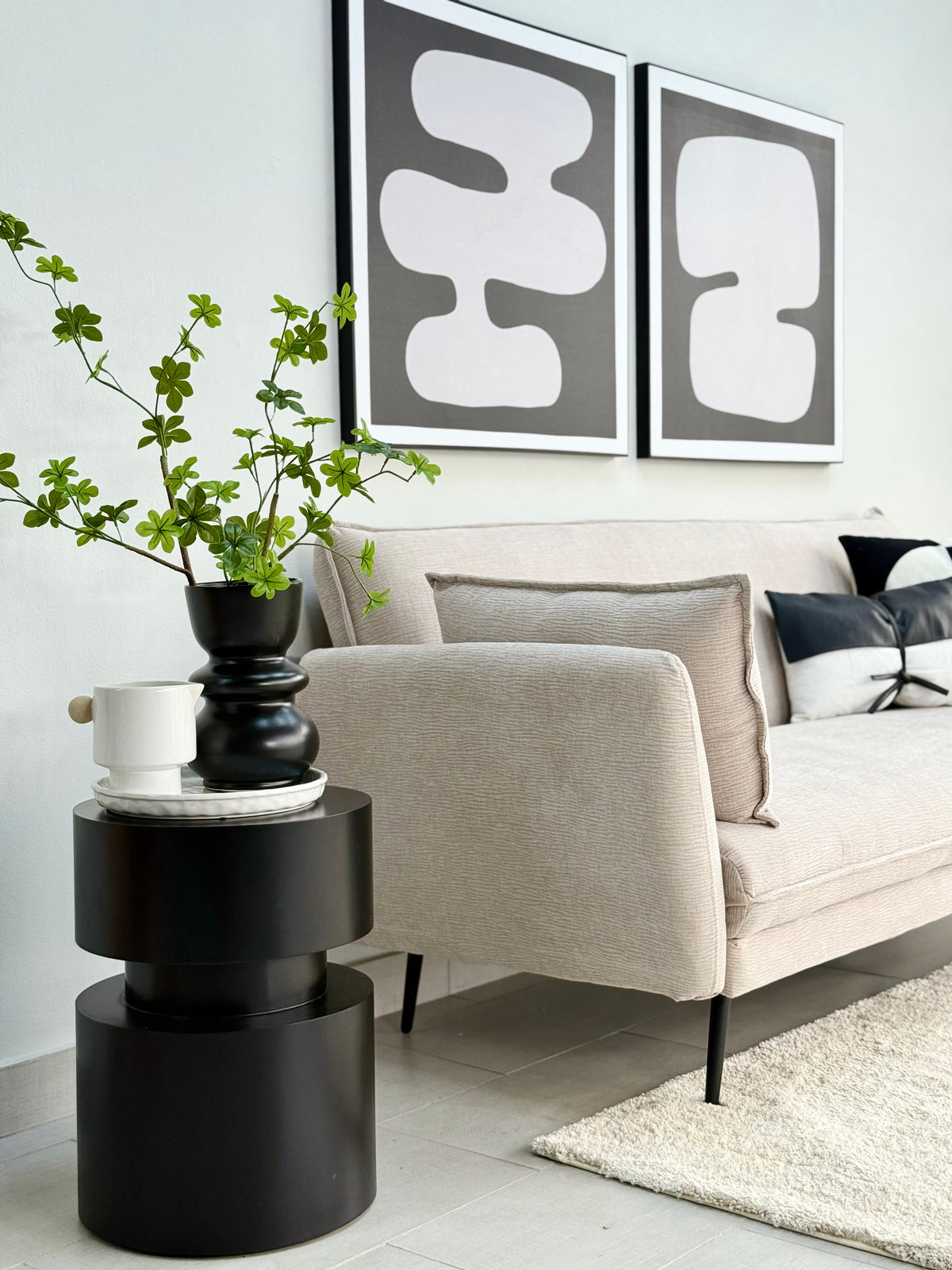 Stilo Futon Sofa Bed Bone Ivory Fabric