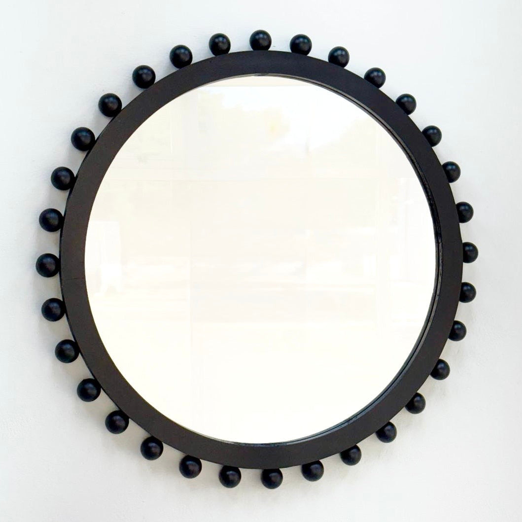 Multi Dots Edge Wooden Black Mirror