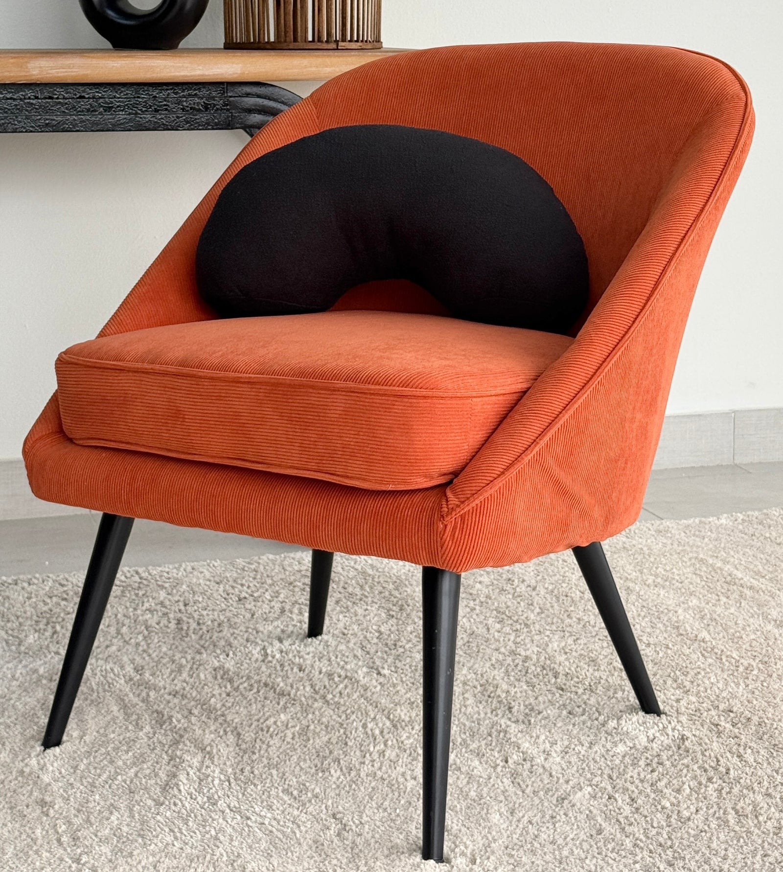 Amber Corduroy Fabric Cognac Chair