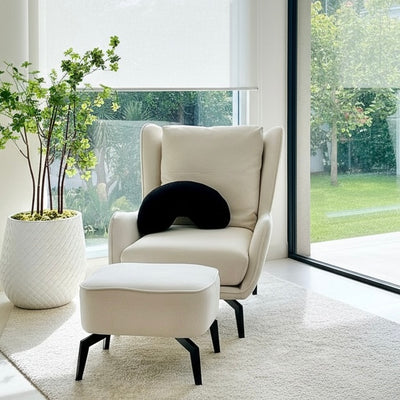 Loft Ivory Accent Chair With Ottoman