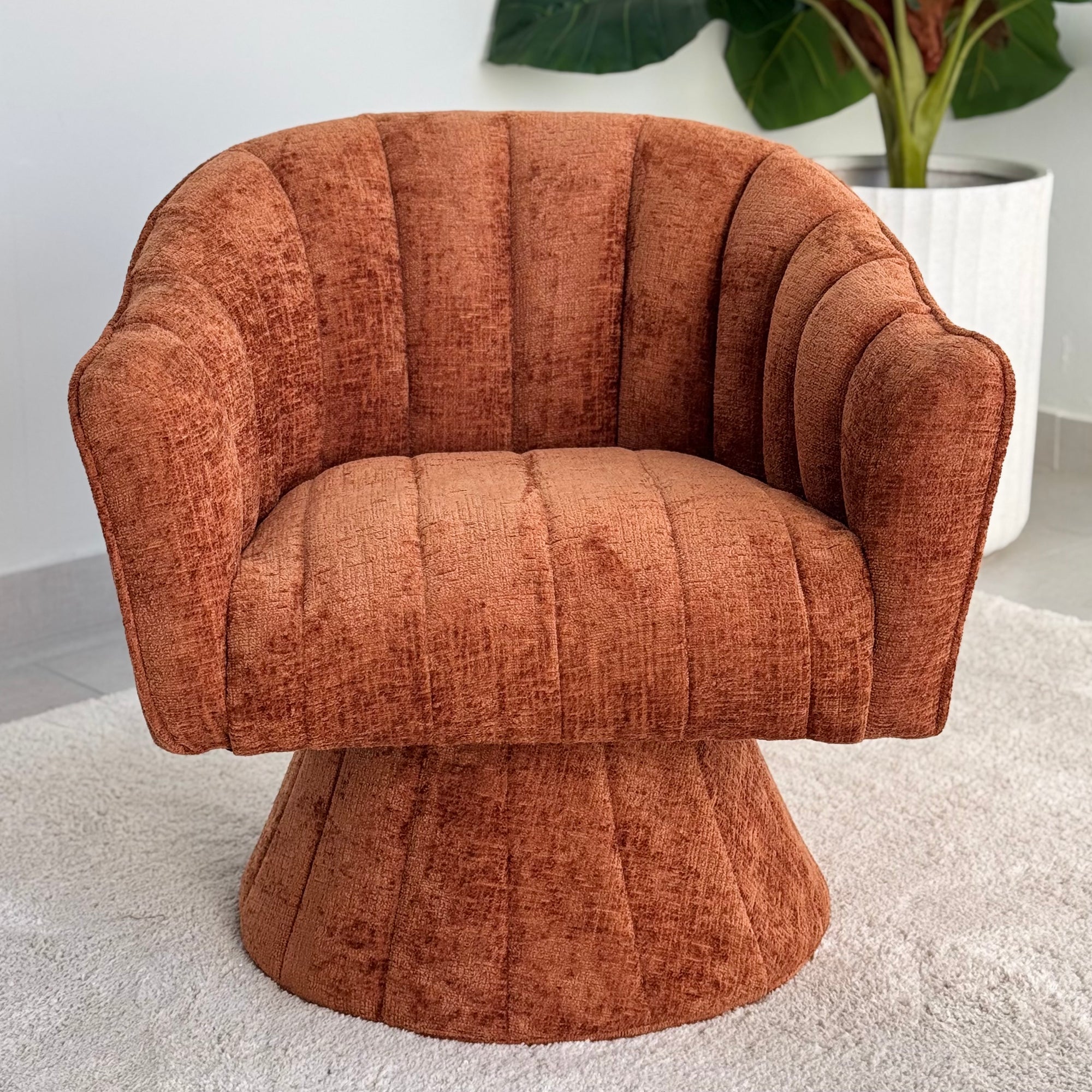 Swivel Barrel Cognac Chair