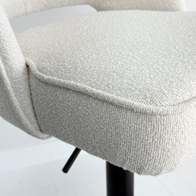Kamari Adjustable Swivel Bar & Counter Stool White Boucle Fabric