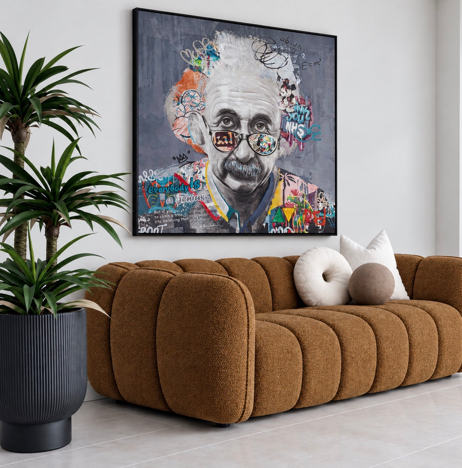 Cool Einstein Hand Painted Wall Art
