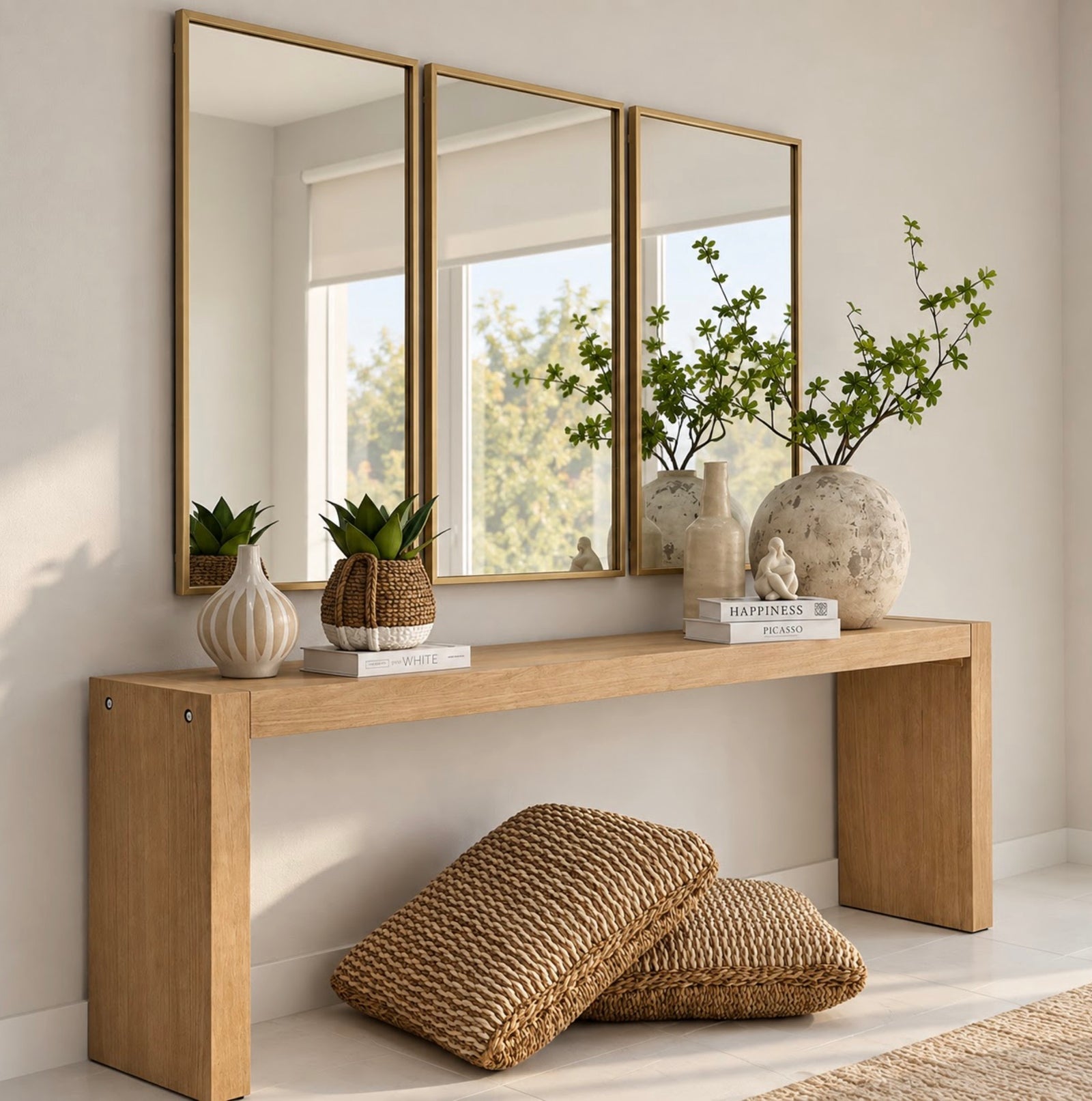Rectangle Gold Metal Frame Mirror