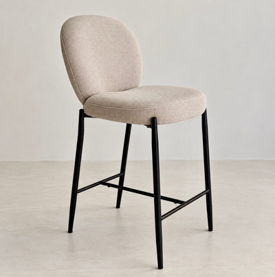 Thira Counter Stool Metal Black Legs Ivory