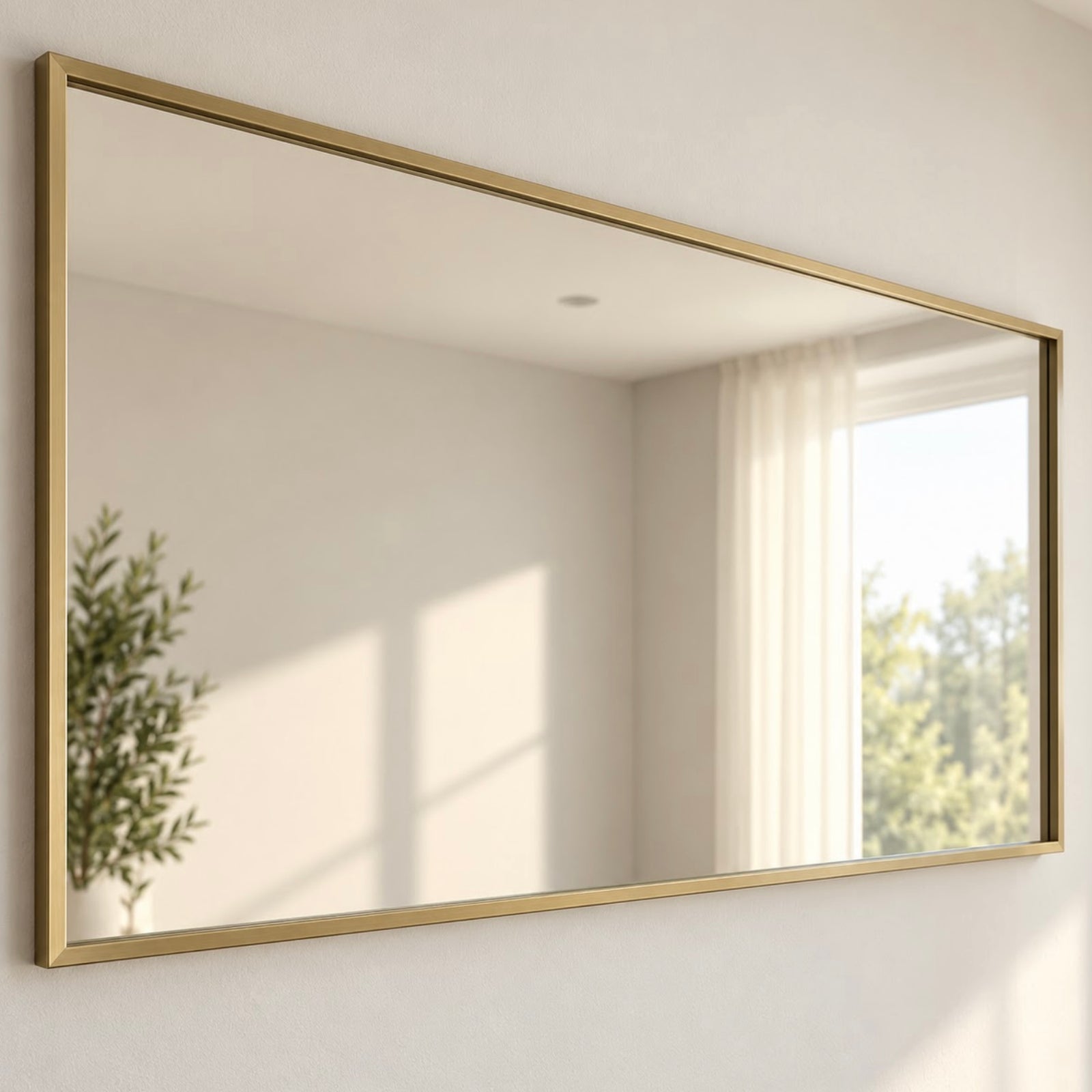 Rectangle Gold Metal Frame Mirror
